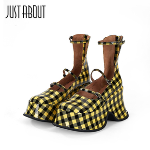 增高罗马鞋 just 中古玛丽珍凉单鞋 厚底粗跟设计感高跟鞋 about春季