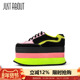 撞色设计ins女潮鞋 just 厚底运动休闲松糕鞋 板鞋 about春季 走秀款