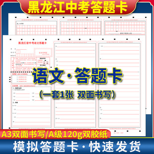 2025年黑龙江省中考语文答题卡 120g双胶纸/A3双面共1张/考前练手模拟 质量媲美答题纸