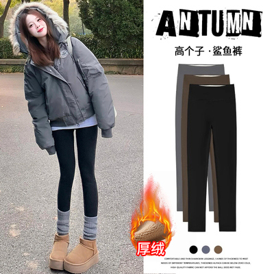 高个子加长瑜伽鲨鱼裤女外穿2025新款秋冬加绒加厚高腰提臀打底裤