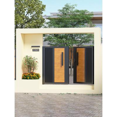 铝艺庭院门别墅大门铝合金民宿花园门铁艺自建房小区院子门实木纹