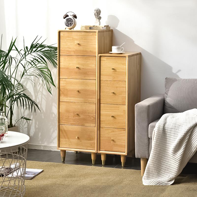实木夹缝收纳柜抽屉式卧室原木色五斗柜缝隙床边储物超窄边柜立柜