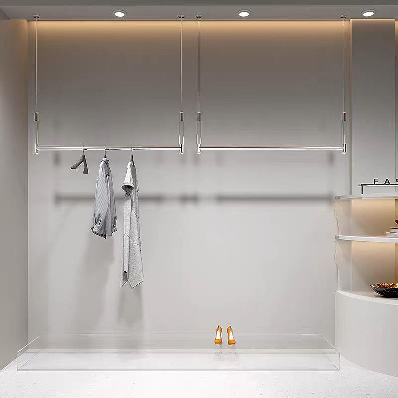 服装店展示架亚克力悬吊挂不锈钢挂衣架子简约女装店专用陈列道具