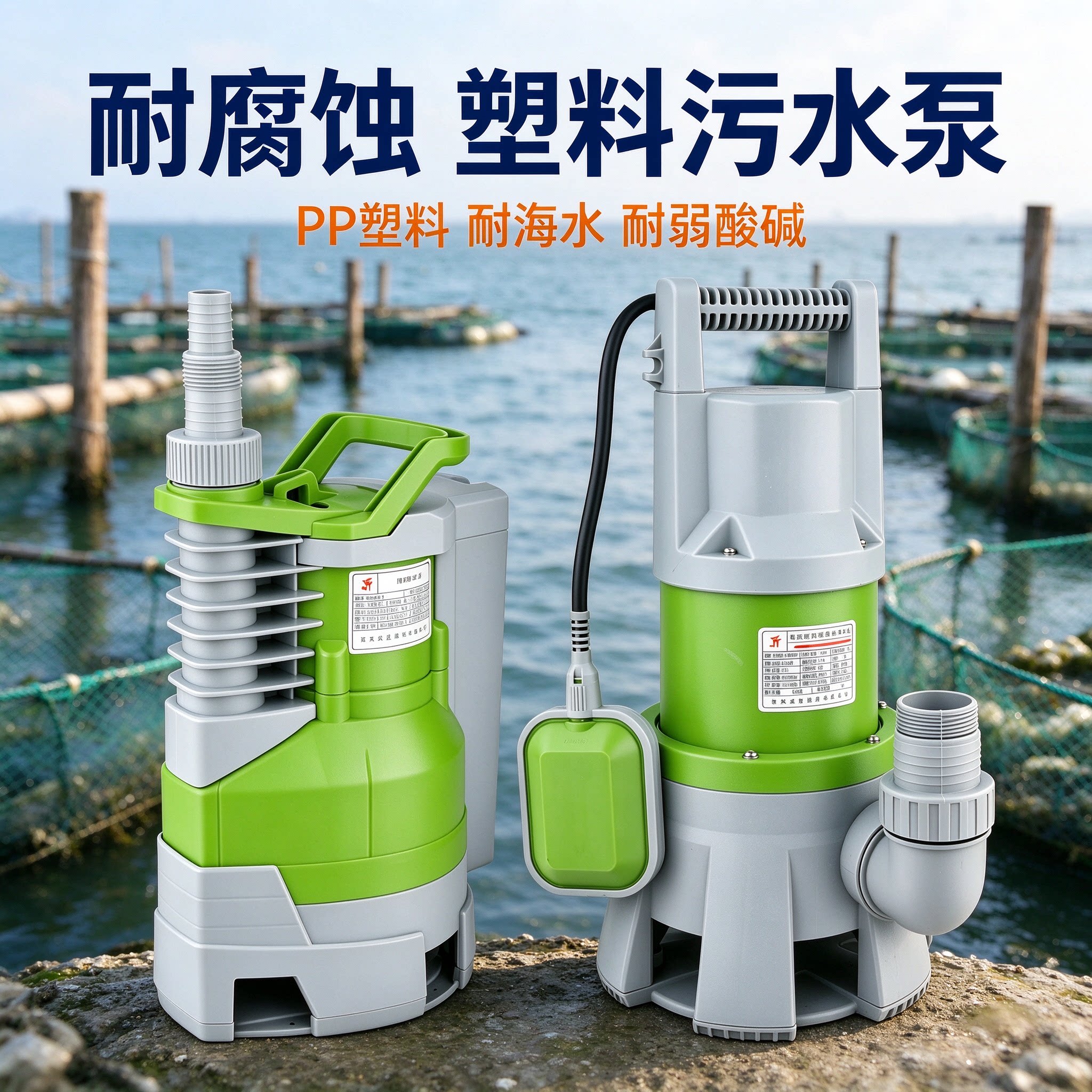 君禾海水防腐蚀泵家用220V污水潜水泵带浮球自动排污泵水井抽水泵