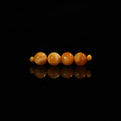 老蜜蜡原石虎皮纹5mm四颗琥珀