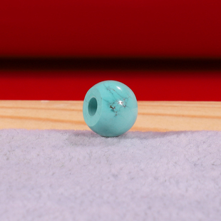 绿松石肠子珠顶珠大孔单珠直径9.6mm对孔6.9mm散珠孔径2.8mm127号