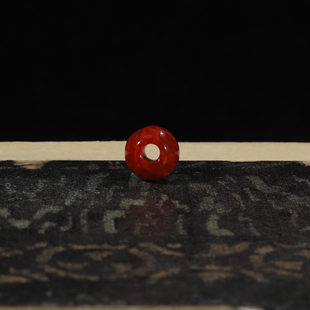 火焰纹南红顶珠大孔珠柿子红直径6.5mm*厚度5.5mm孔径1.9mm 86号