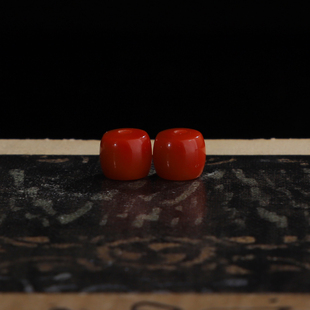 瓦西南红玛瑙直切老型珠直径6.1mm 271号 对孔5mm一对满色满肉