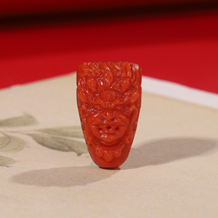 瓦西南红大黑天三通佛头高21.7对孔13.2直径12.6mm,满色满肉62号