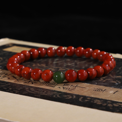南红玛瑙6mm手串搭配碧玉珠子