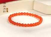 天然保山南红玛瑙荧光十足 河湾料冰红圆珠手串手链