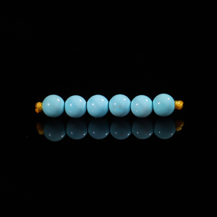 天然原矿高瓷圆珠 无优化湖北十堰绿松石直径4.5mm六颗圆珠 204号