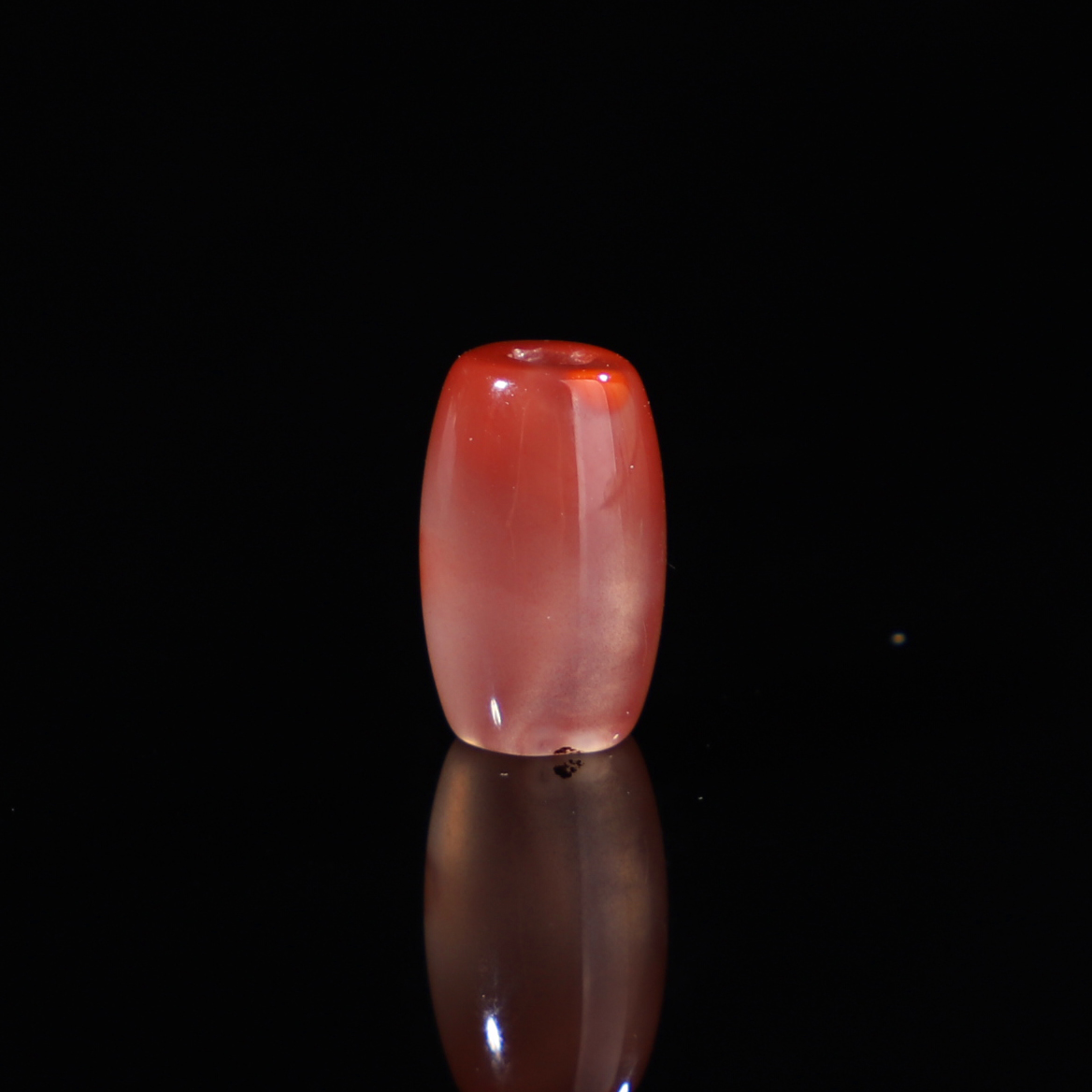 纯天然南红玛瑙冰飘桶珠荔枝冻散珠桶珠长度11.9直径7.6mm 6811号