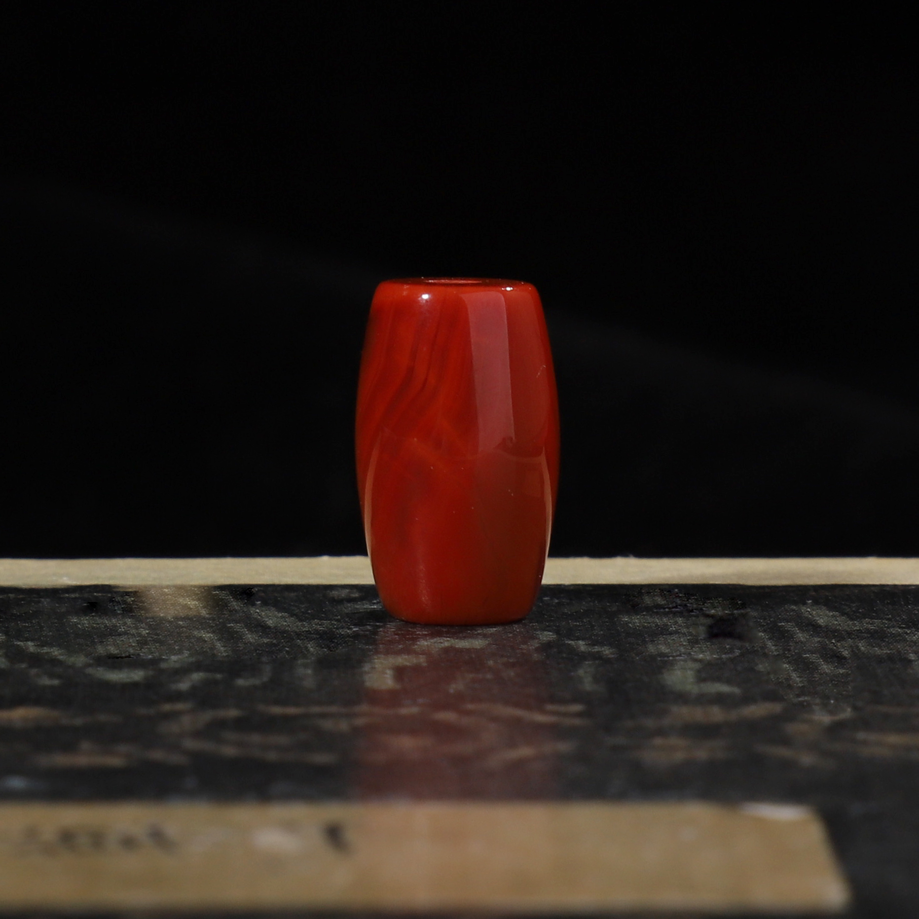 天然凉山南红玛瑙单珠火焰红桶珠