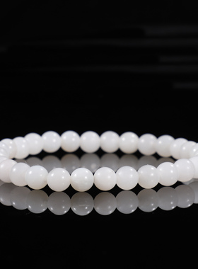 和田玉猪油膏6mm手链磨砂质感