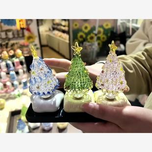 景德镇陶瓷底座圣诞树转琉璃可爱手工治愈摆件圣诞节桌面