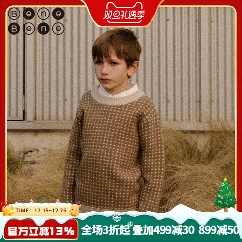 benebene冬季儿童羊绒针织衫毛衣