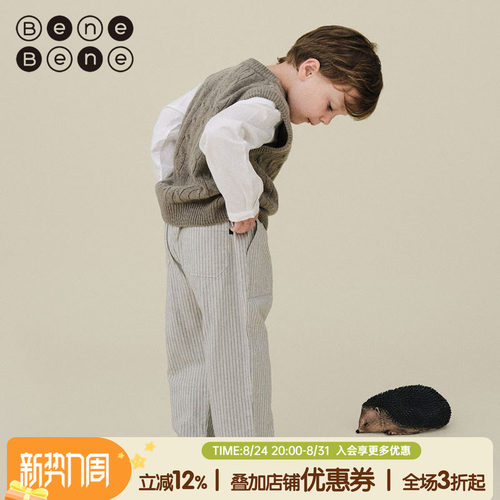 benebene秋冬新款纯棉磨毛长裤