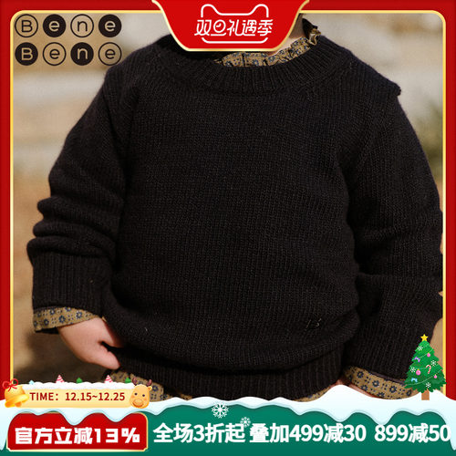 benebene羊绒针织衫儿童毛衣秋冬