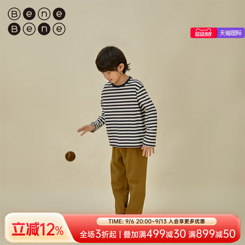 benebene韩国童装秋冬新款男女童婴儿宝宝灯芯绒松紧带收腿裤子