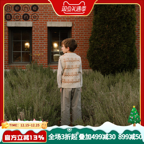 benebene秋冬羊毛保暖针织马甲