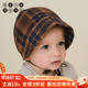 benebene纯棉格纹复古遮阳帽春夏款 新生婴儿胎帽防风外出护耳帽子