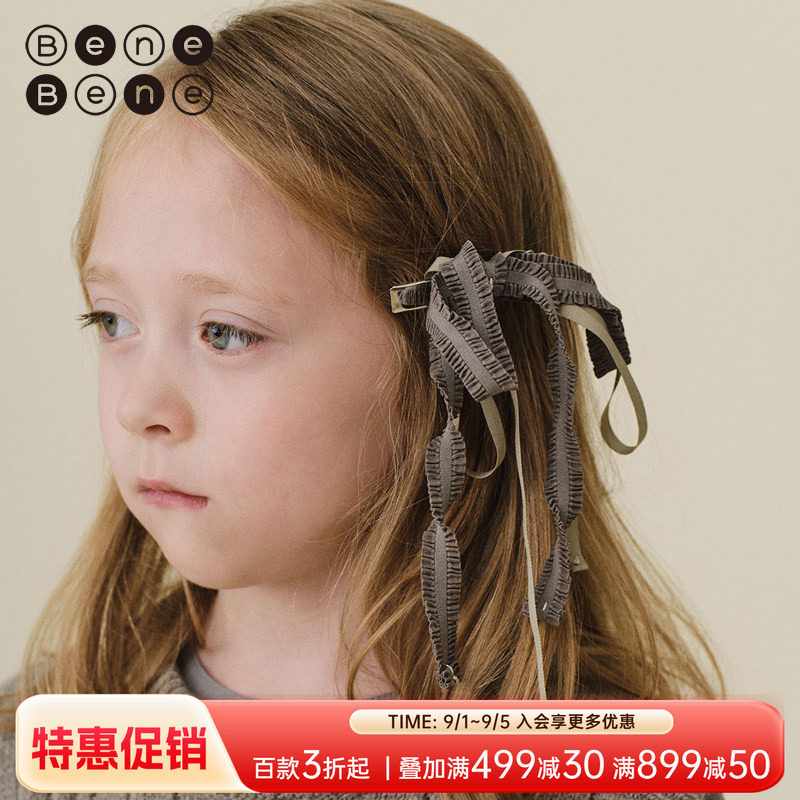 benebene秋冬新款双层蝴蝶结发夹图片