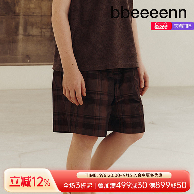 韩国五分裤bbeeeenn格子休闲裤图片