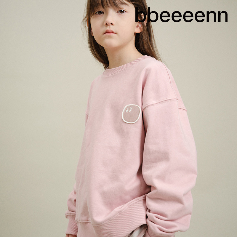 bbeeeenn纯棉舒适毛圈卫衣春圆领长袖男女儿童宽松打底T恤