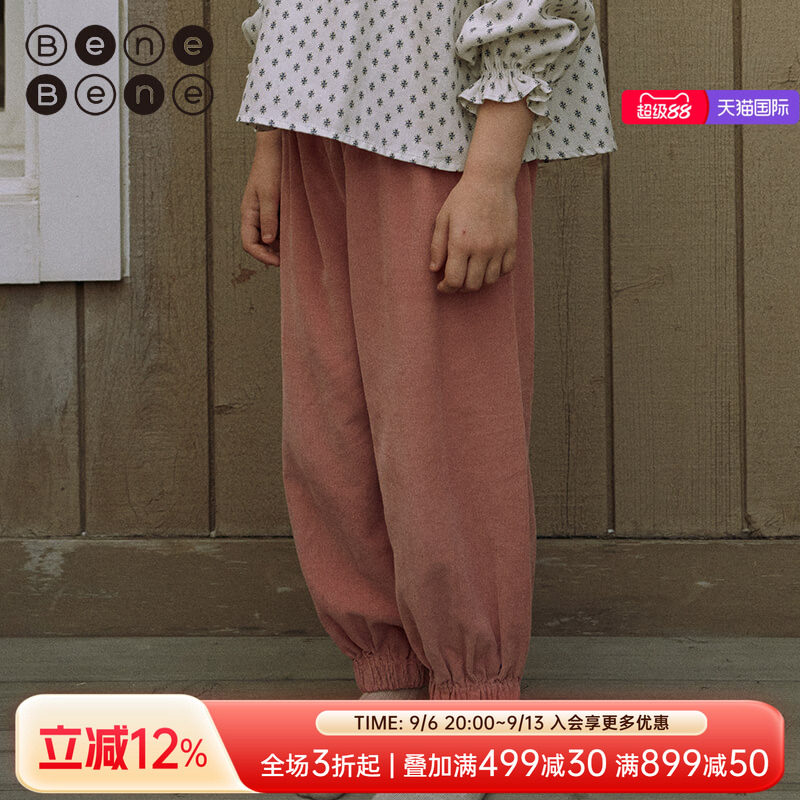 benebene韩国童装23灯芯绒束脚裤图片