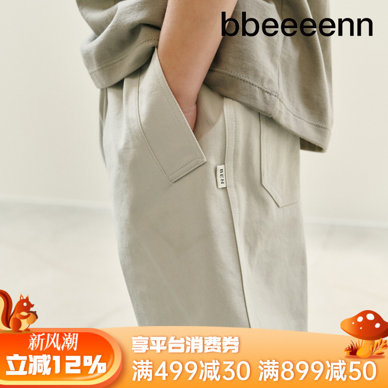 bbeeeenn装夏季新款纯棉休闲短裤男女中大儿童帅气学院风五分裤子