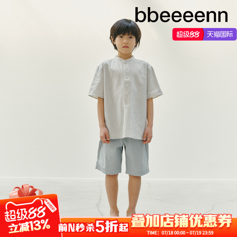 bbeeeenn棉夏季半开领衬衣