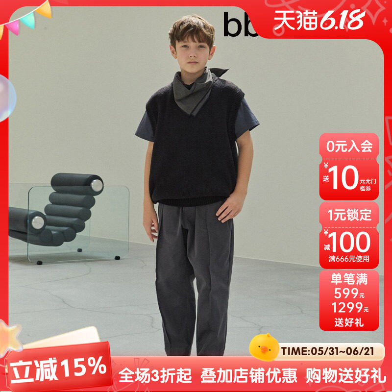 Bbeeeenn韩国童装秋冬新款男童女童针织马甲儿童无袖套头衫