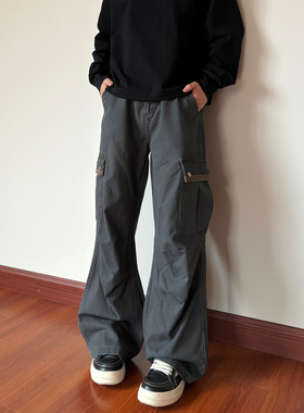 布老哥Blog美式复古灯芯绒拼接直筒工装裤宽松百搭美拉德长裤K724