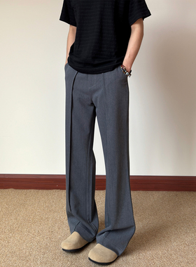 布老哥Blog薄款透气云朵花纱肌理感西裤夏季微喇舒适垂感长裤K751