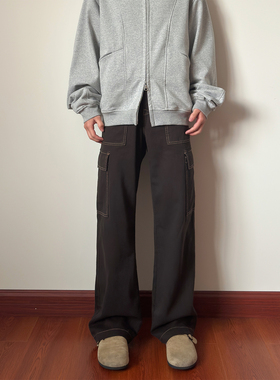 布老哥Blog【腿粗推荐】明线多口袋直筒工装裤宽松显瘦长裤K697