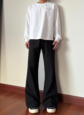 布老哥Blog美式高街垂感微喇西裤cleanfit显高修身直筒长裤K713