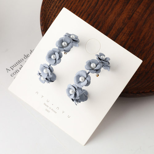 S925银针超仙ins冷淡风花朵耳钉
