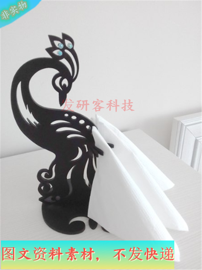 创意立体凤凰纸巾架拼装模型 线激光切割雕刻CAD/DXF矢量图纸素材