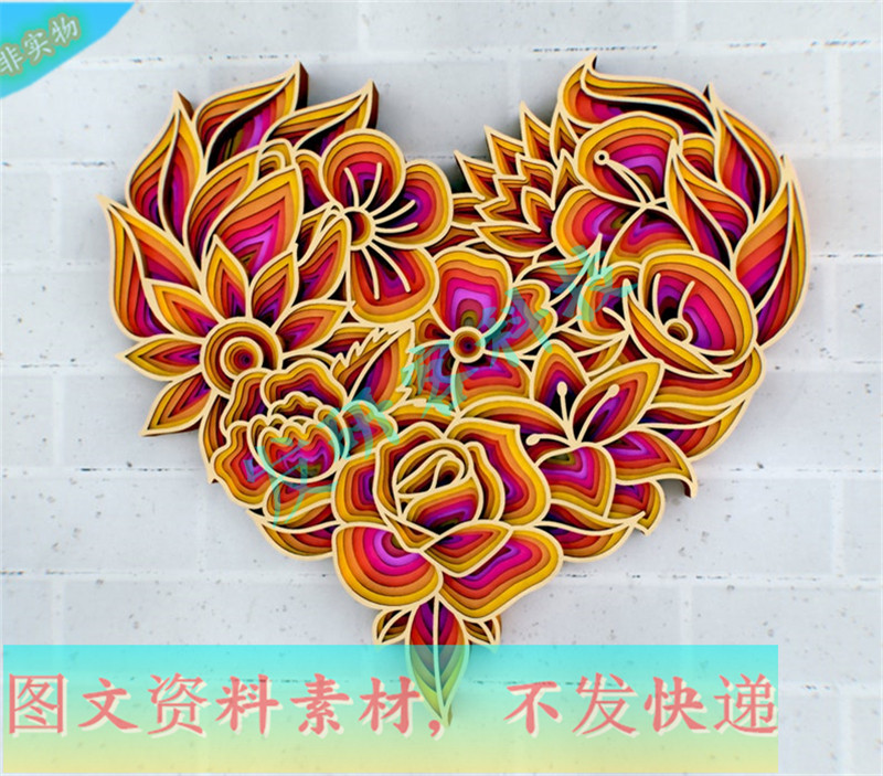 3D创意立体爱心曼陀罗叠雕 激光线切割雕刻CAD/DXF等格式图纸素材