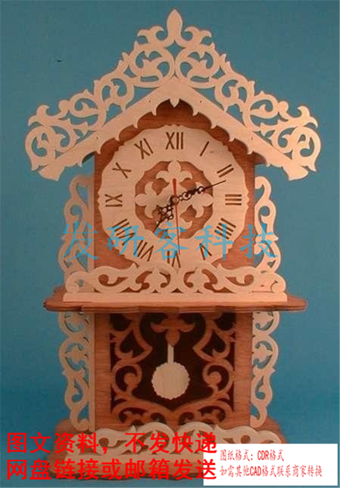 DIY木质创意西洋时钟模型   激光切割CAD/DXF各格式电子图纸素材