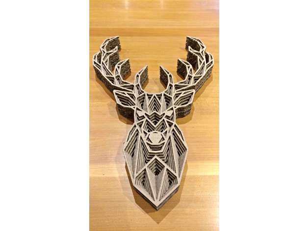 3D立体鹿叠雕玩具拼装模型 线激光切割雕刻CAD/DXF矢量图纸素材