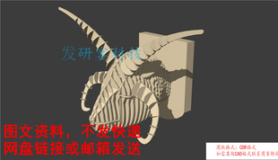 3D立体拼图动物羚角怪模型 线切割激光雕刻CAD/DWG电子图纸素材