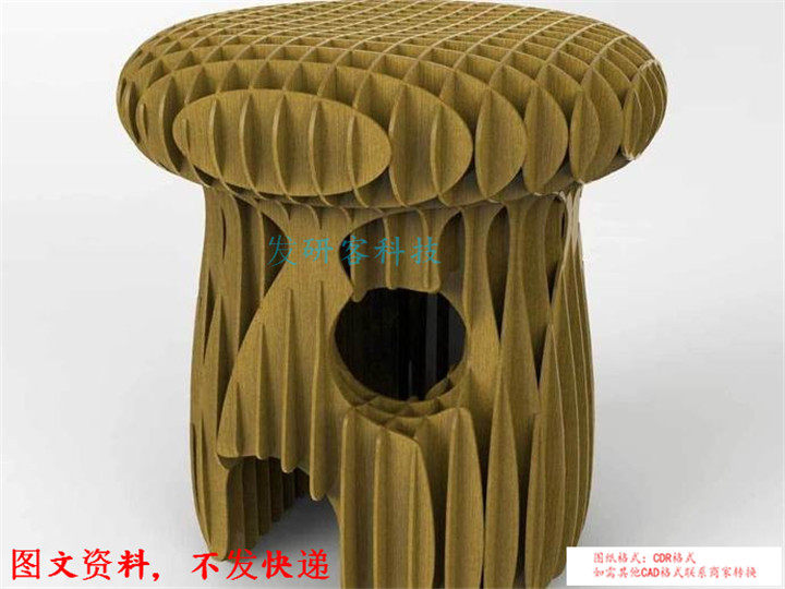 3D木质创意拼图 蘑菇凳建筑 线激光切割雕i刻CAD/DWG格式图纸素材