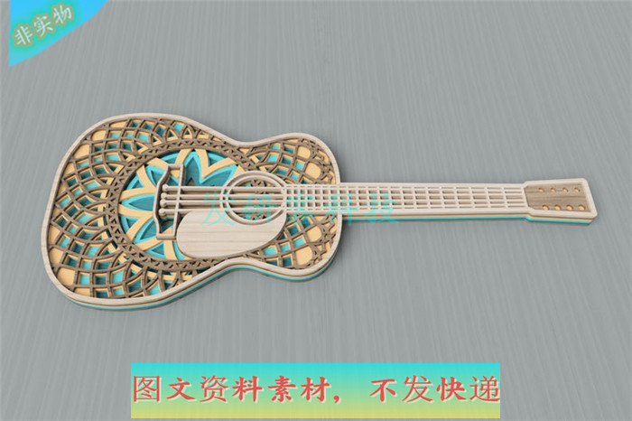 3D创意吉他曼陀罗装饰工艺品 激光线切割雕刻CAD/DXF格式图纸素材