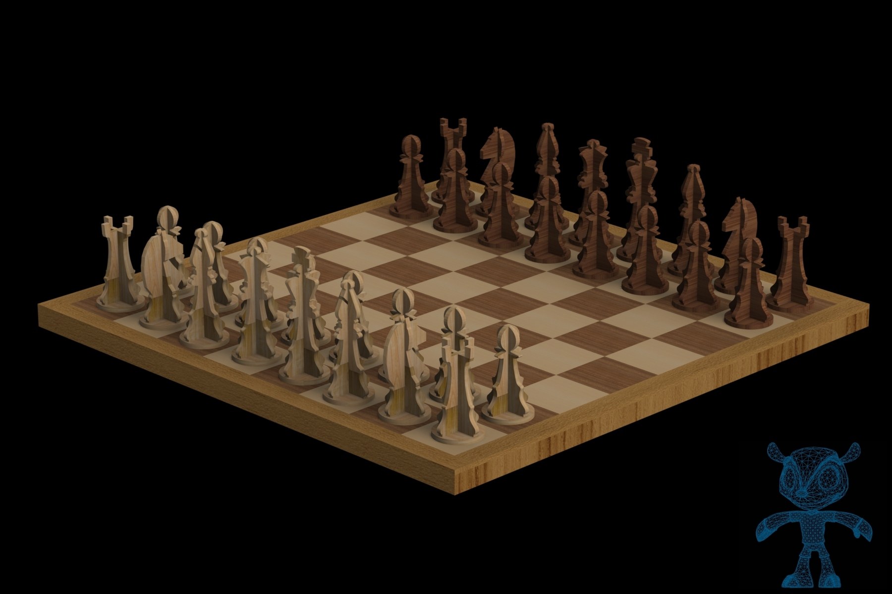 3D木质拼装国际象棋工艺品模型 线切割激光雕刻CAD格式图纸素材