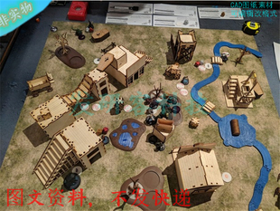 战争游戏地形-模块化河瓦模型 激光切割雕刻CAD/DXF矢量图纸素材