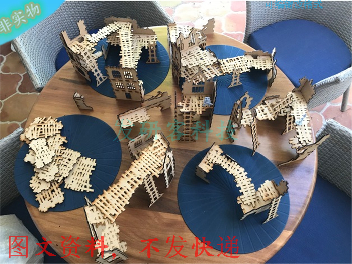 3D拼装吃鸡游戏地形艺术模型 激光切割雕刻CAD/DXF矢量图纸素材