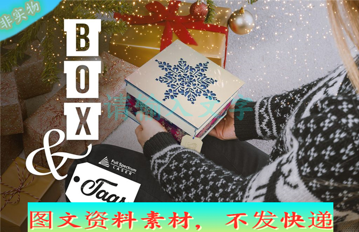 3D立体雪花盒和标签拼装模型 线激光切割雕刻CAD/DXF矢量图纸素材