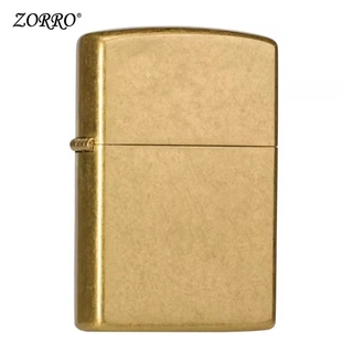 正品 定制耐用 佐罗煤油打火机复古滚花光板防风纯黄铜砂轮翻盖男士
